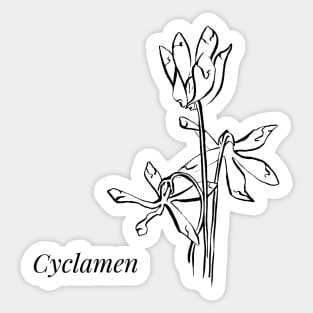 Cyclamen - line drawing Sticker